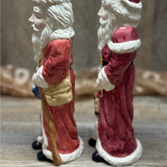 Set of Vtg Ceramic Santa Christmas Holiday Taper Candle Holders. 9.25” Tall - Picture 3 of 10